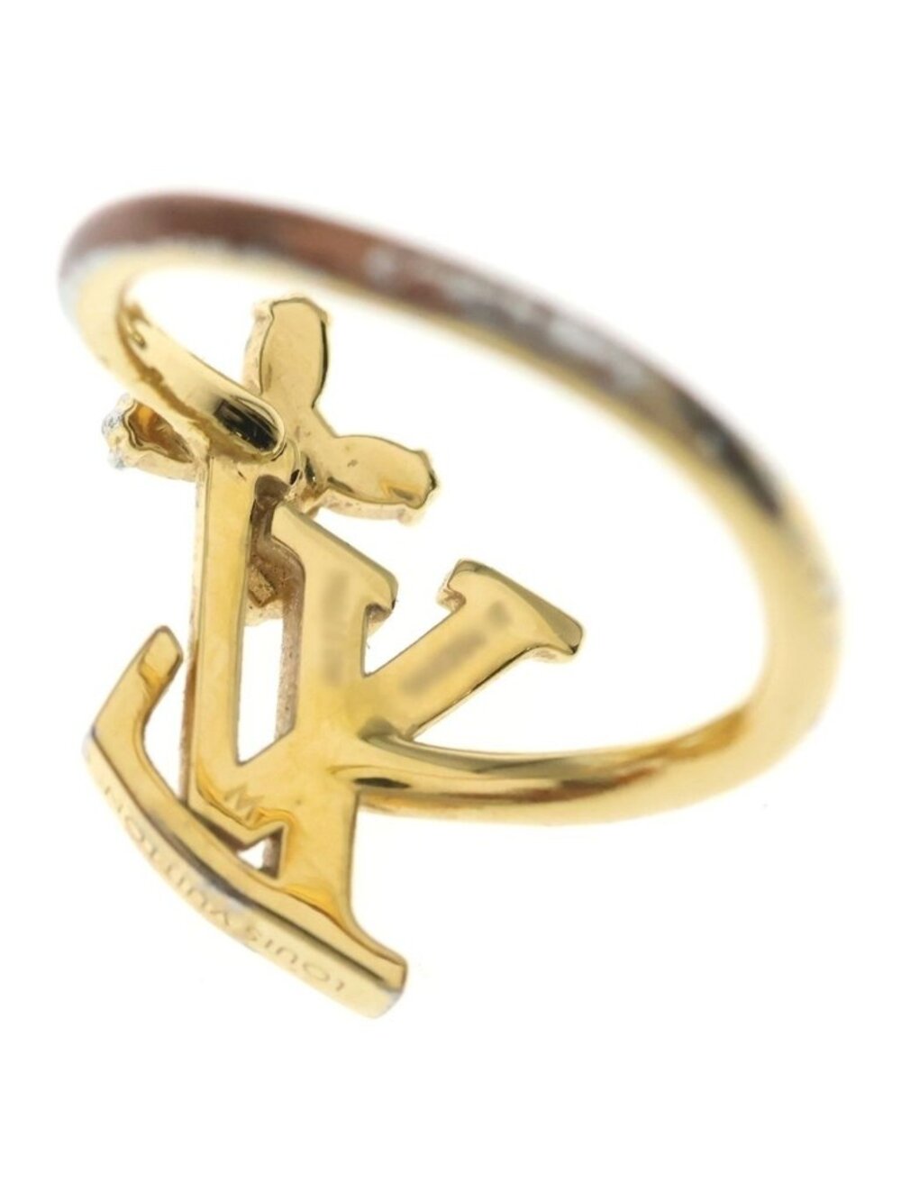 Louis Vuitton Iconic Flower Ring Metal Gold Rhinestone - Picture 5 of 8